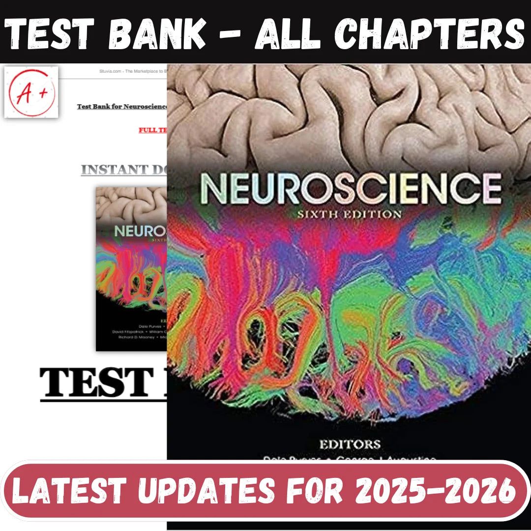 Test Bank for Neuroscience 6th Edition by Purves-Tutelor