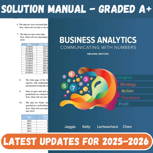 Solution Manual For Business Analytics 2nd Edition By Jaggia-Tutelor