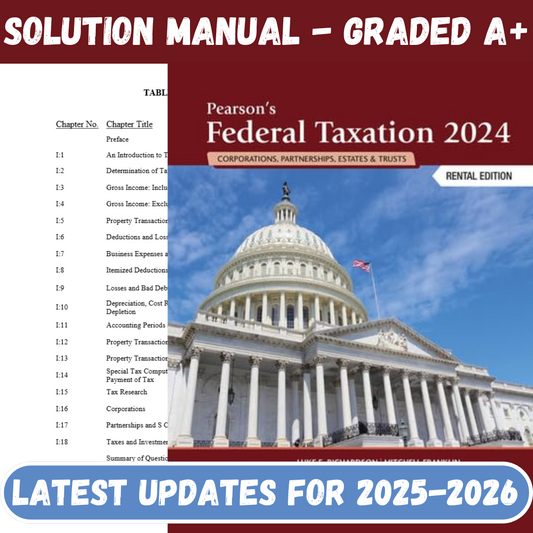 Solution Manual For Pearson’s Federal Taxation 2024 Corporations 37th Edition By Franklin-Tutelor
