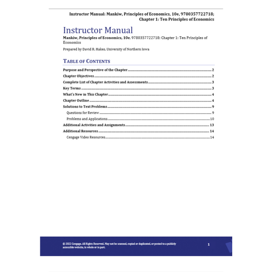 Solution Manual For Principles of Economics 10th Edition By Mankiw-Tutelor