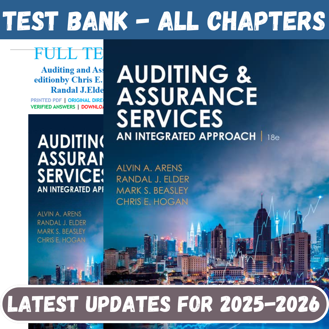 Test Bank For Auditing and Assurance Services, 18th Edition By Arens-Tutelor
