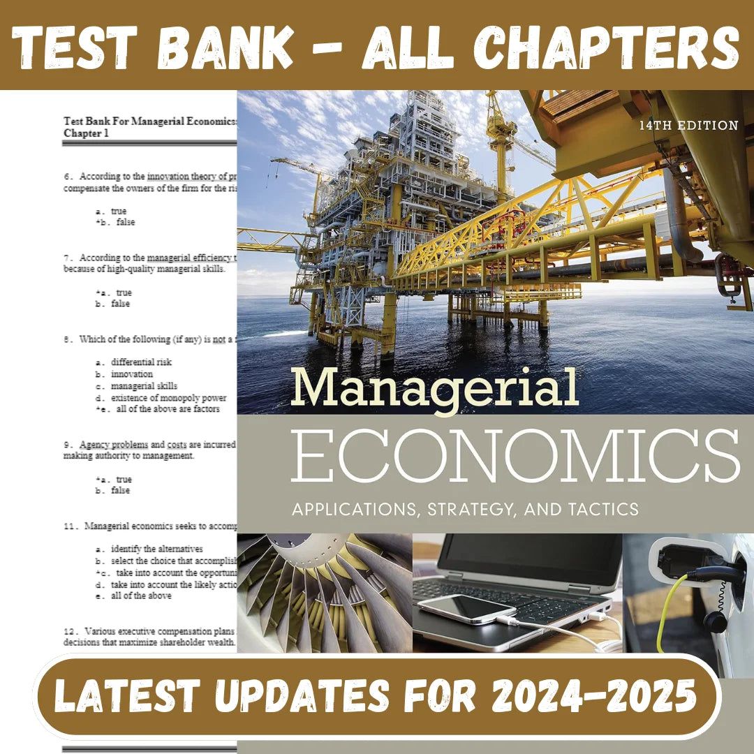 Test Bank For Managerial Economics: Applications, Strategies and Tactics – 14th Edition by James McGuigan-Tutelor