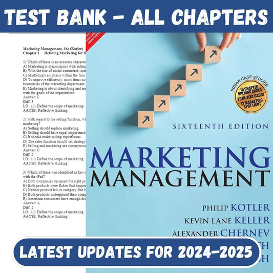Test Bank For Marketing Management, 16th Edition by Philip Kotler-Tutelor
