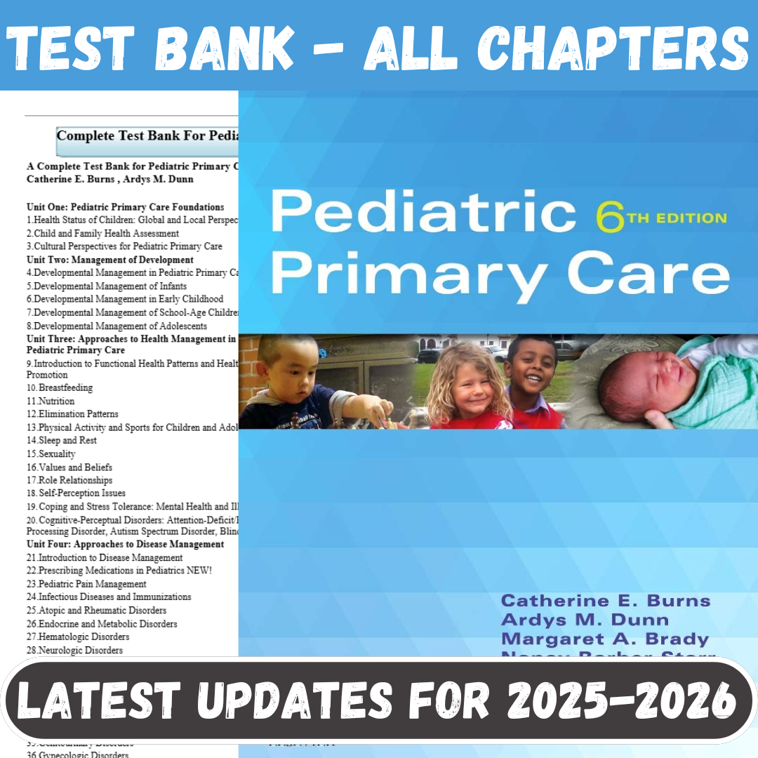 Test Bank For Pediatric Primary Care 6th Edition By Burns-Tutelor