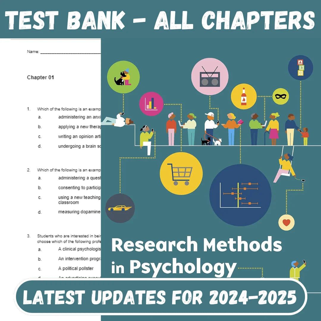 Test Bank For Research Methods in Psychology, Evaluating a World of Information, 4th Edition by Morling-Tutelor