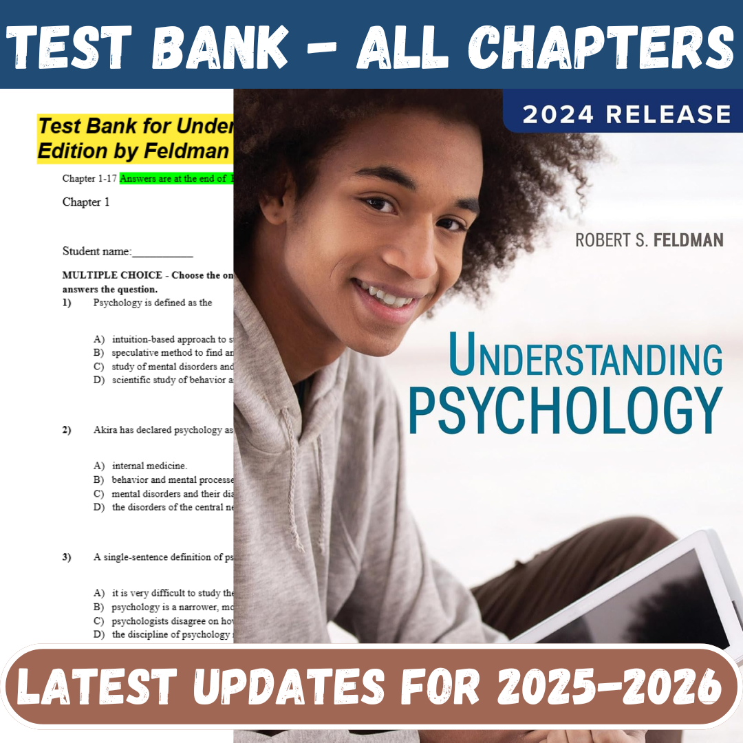 Test Bank For Understanding Psychology 15th Edition By Feldman-Tutelor