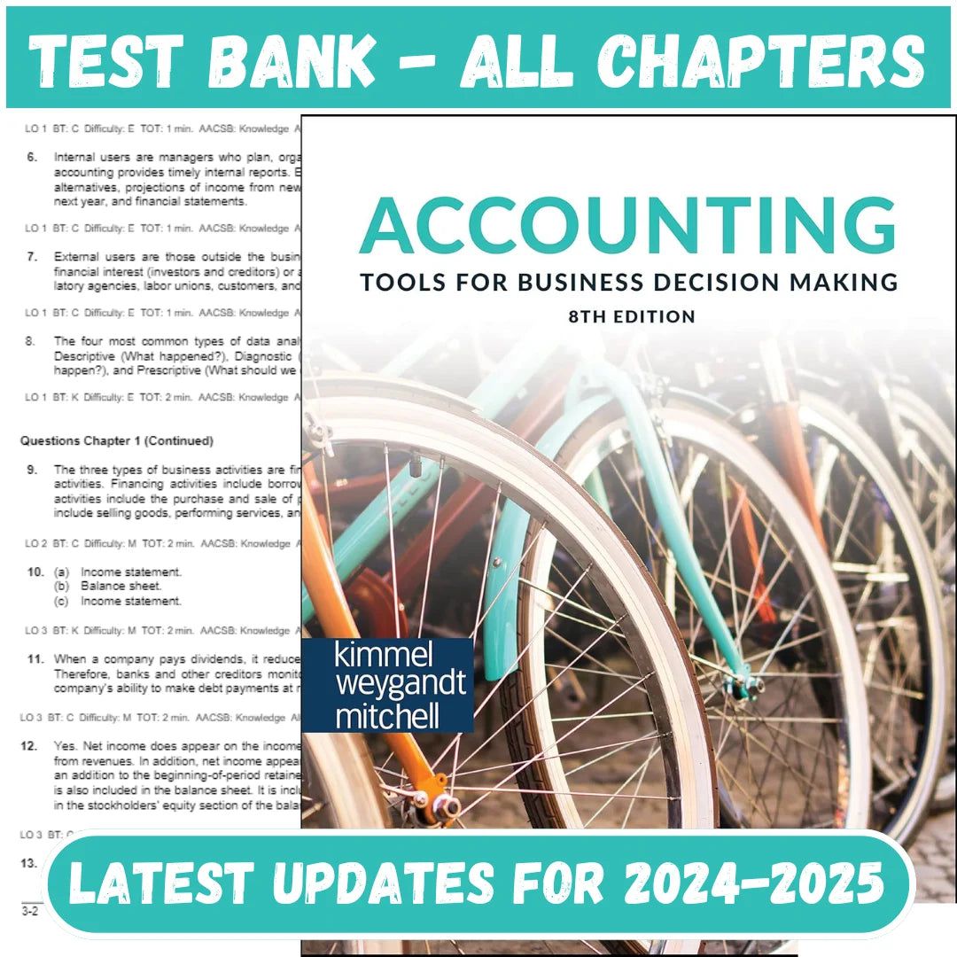 Test Bank for Accounting Tools For Business Decision Making 8th Edition by Kimmel-Tutelor