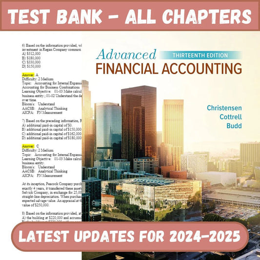 Test Bank for Advanced Financial Accounting 13th Edition by Christensen-Tutelor