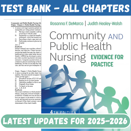 Test Bank for Community and Public Health Nursing: Evidence for Practice, 4th Edition by Rosanna DeMarco-Tutelor