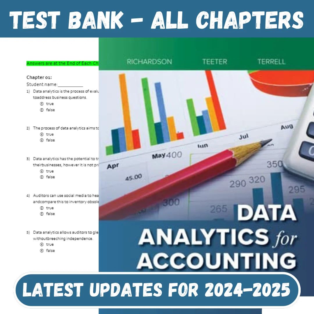 Test Bank for Data Analytics for Accounting 3rd Edition by Richardson-Tutelor