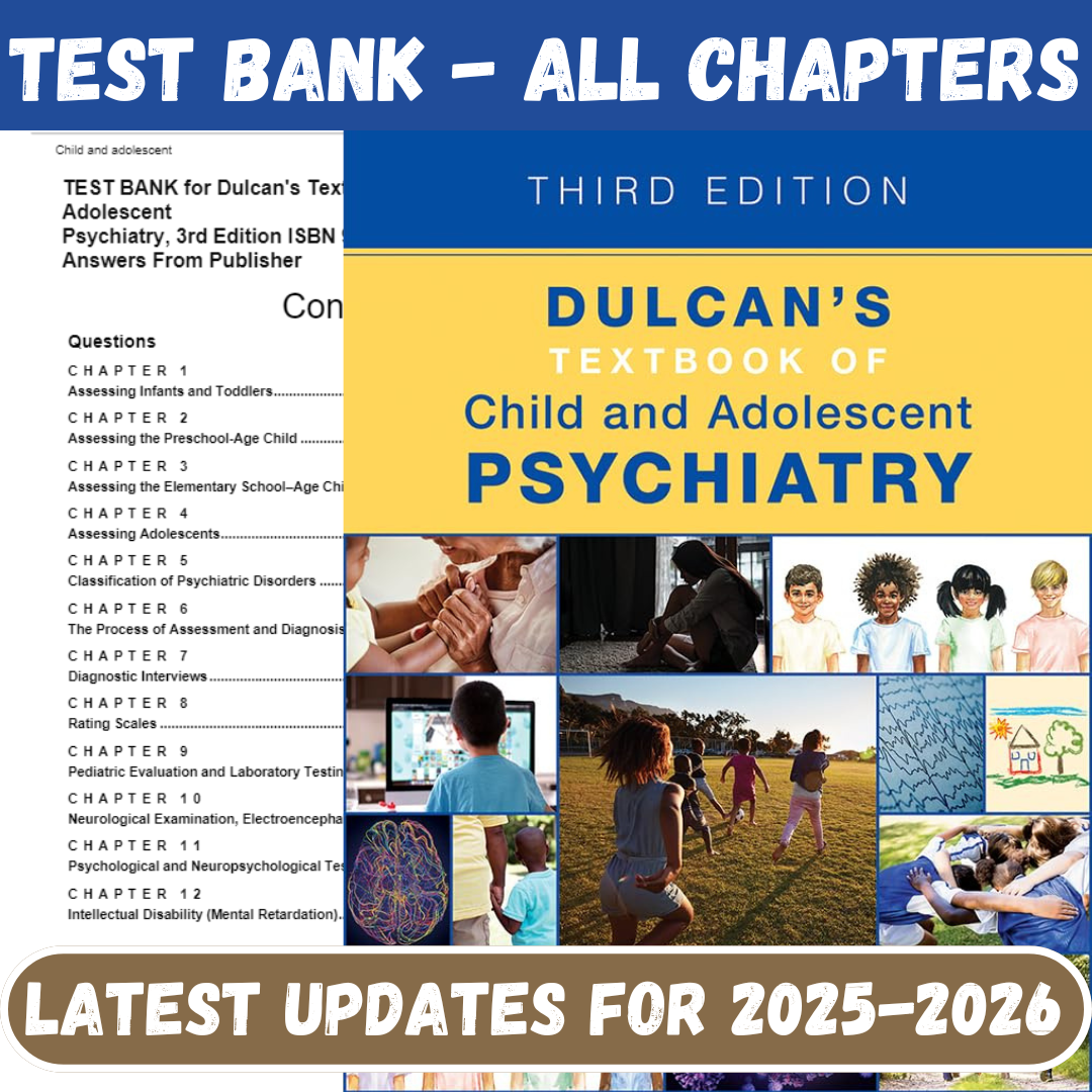 Test Bank for Dulcan’s Textbook of Child and Adolescent Psychiatry 3rd Edition-Tutelor
