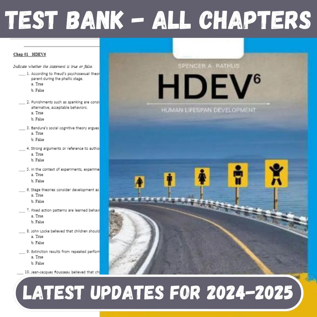 Test Bank for HDEV : human lifespan development 6th Edition by Spencer A. Rathus-Tutelor