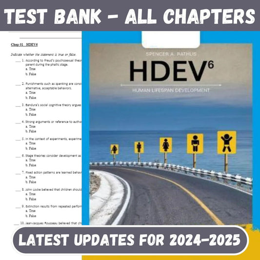 Test Bank for HDEV : human lifespan development 6th Edition by Spencer A. Rathus-Tutelor