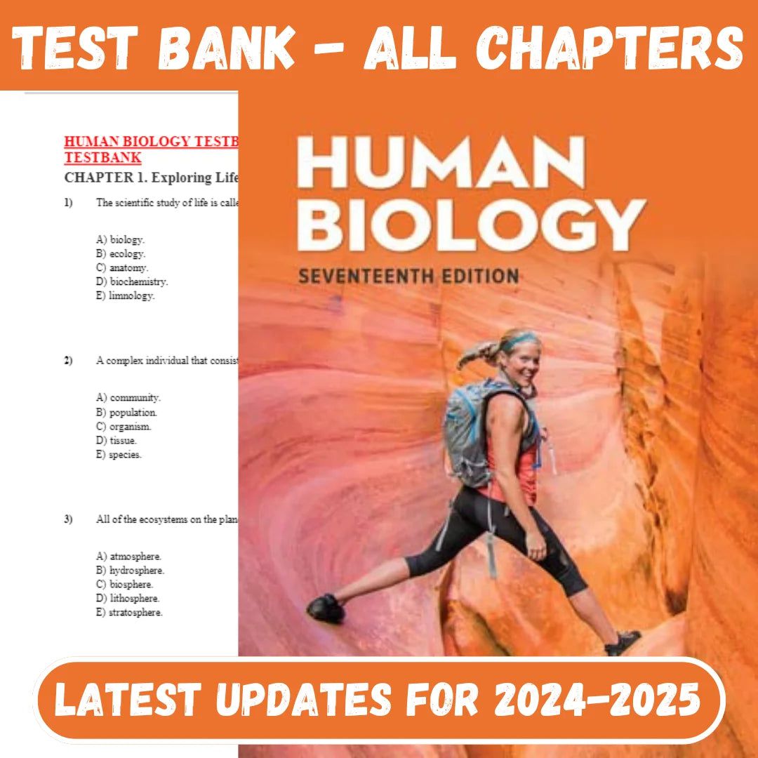 Test Bank for Human Biology Test Bank- 17th Edition by Sylvia S. Mader-Tutelor