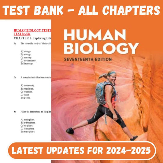 Test Bank for Human Biology Test Bank- 17th Edition by Sylvia S. Mader-Tutelor