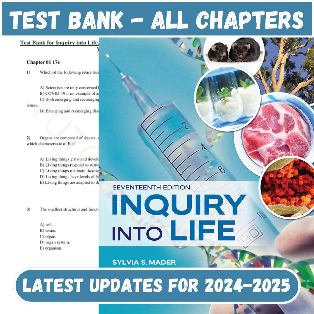 Test Bank for Inquiry into Life 17th Edition by Mader-Tutelor