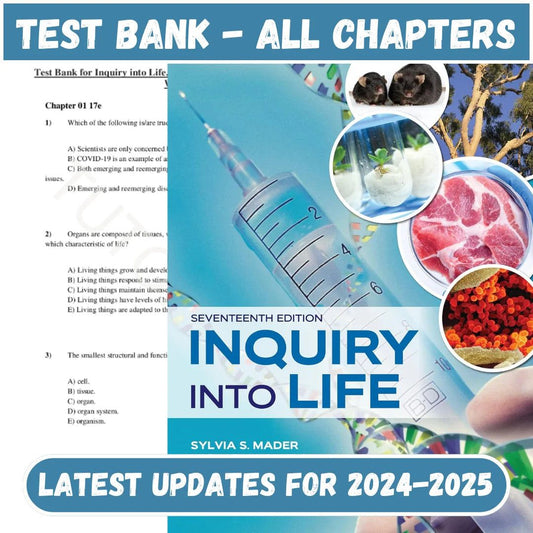 Test Bank for Inquiry into Life 17th Edition by Mader-Tutelor
