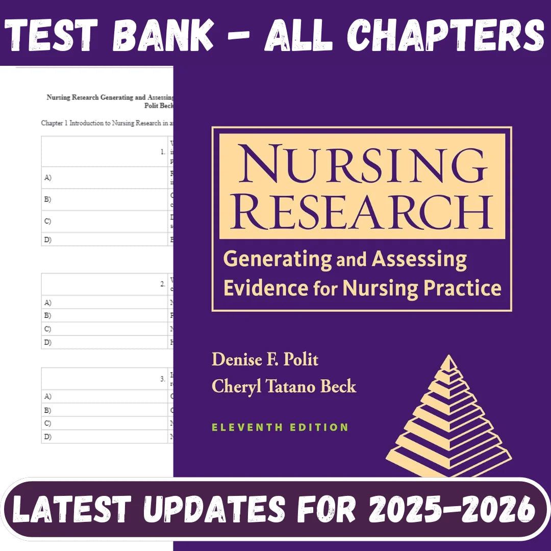 Test Bank for Nursing Research Generating and Assessing Evidence for Nursing Practice 11th Edition by Polit Beck-Tutelor