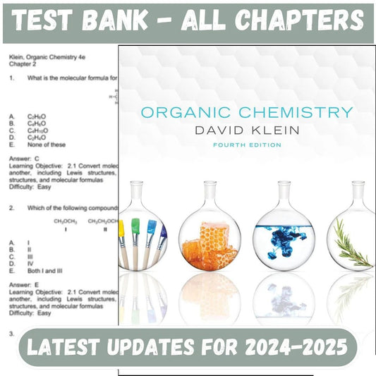 Test Bank for Organic Chemistry, 4th Edition by David R. Klein-Tutelor