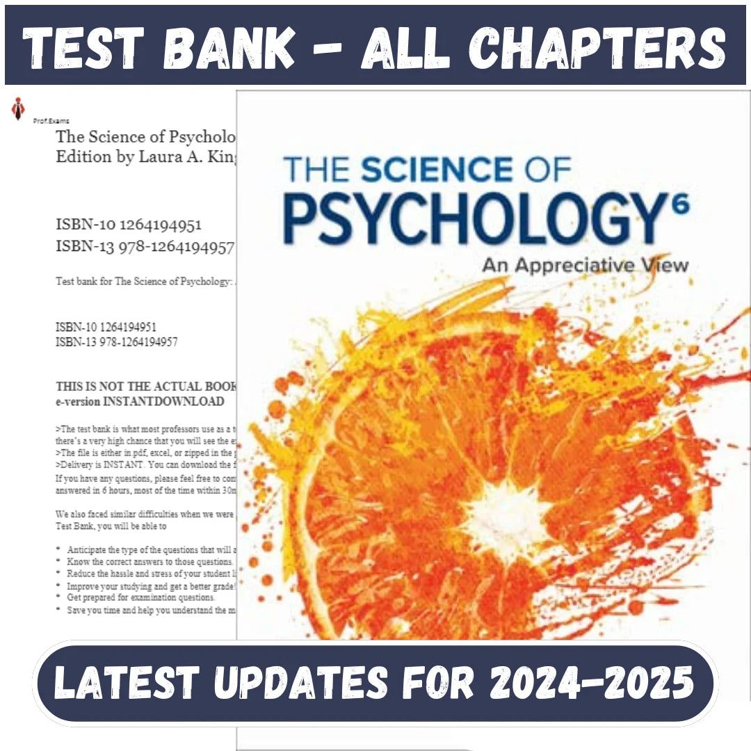 Test Bank for Science of Psychology An Appreciative View 6th Edition by King-Tutelor
