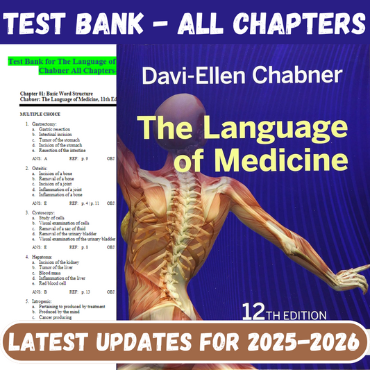 Test Bank for The Language of Medicine 12th Edition by Davi-Ellen Chabner-Tutelor