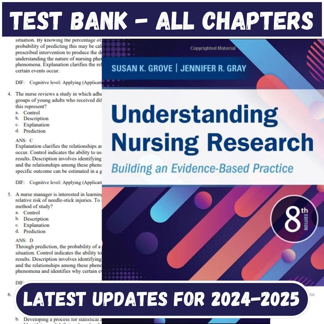 Test Bank for Understanding Nursing Research: Building an Evidence-Based Practice 8th Edition by Susan K. Grove-Tutelor