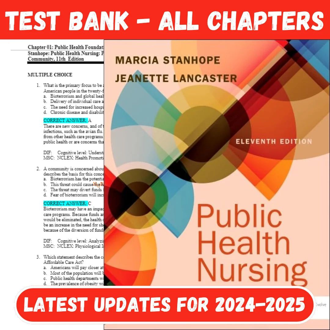 Test Bank for public health nursing: Population-Centered Health Care in the Community 11th Edition by Marcia Stanhope-Tutelor
